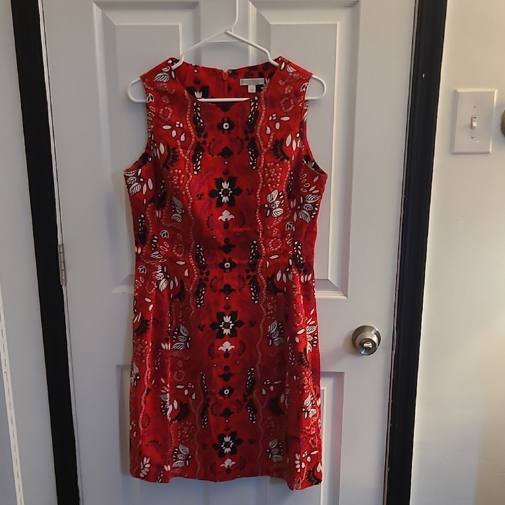 Floral Red Sleeveless Dress